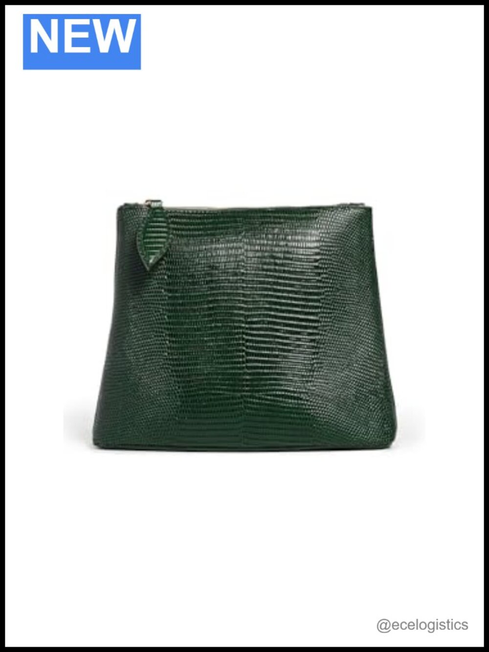 Croc-Embossed Leather Clutch Zip Top